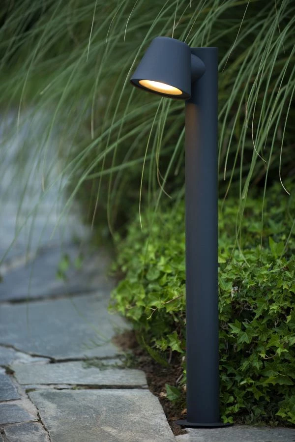 Lucide DINGO-LED - Bollard light - LED Dim. - GU10 - 1x5W 3000K - IP44 - Anthracite - atmosphere 1